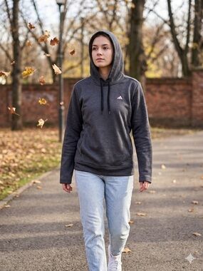 Adidas Heathered Dark Gray Pullover Hoodie| Women's Size Small